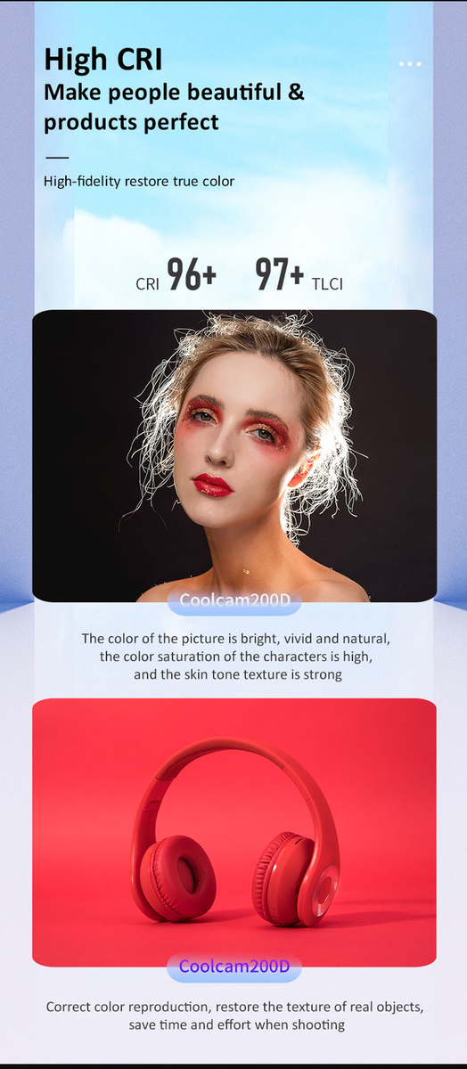 220W 200D high brightness LED fill light for live broadcast or live streaming