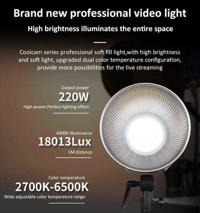 Coolcam 200X 220W max Bi-color professional fill light portable and lightweight