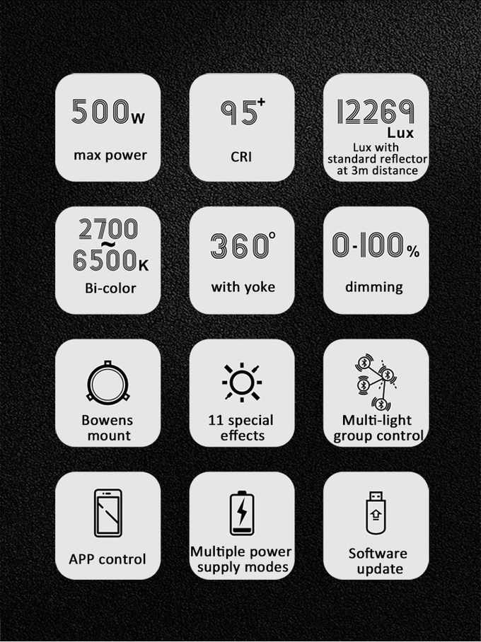 500W COOLCAM 600X Bi-color Spotlight High-power COB monolight for photographic or movie