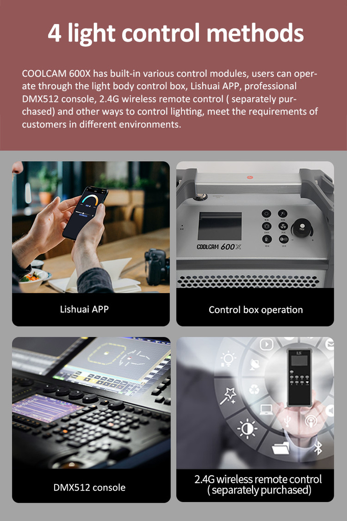 500W COOLCAM 600X Bi-color Spotlight High-power COB monolight for photographic or movie