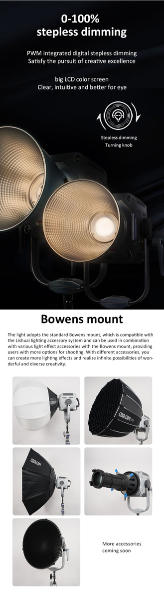 500W COOLCAM 600X Bi-color Spotlight High-power COB monolight for photographic or movie