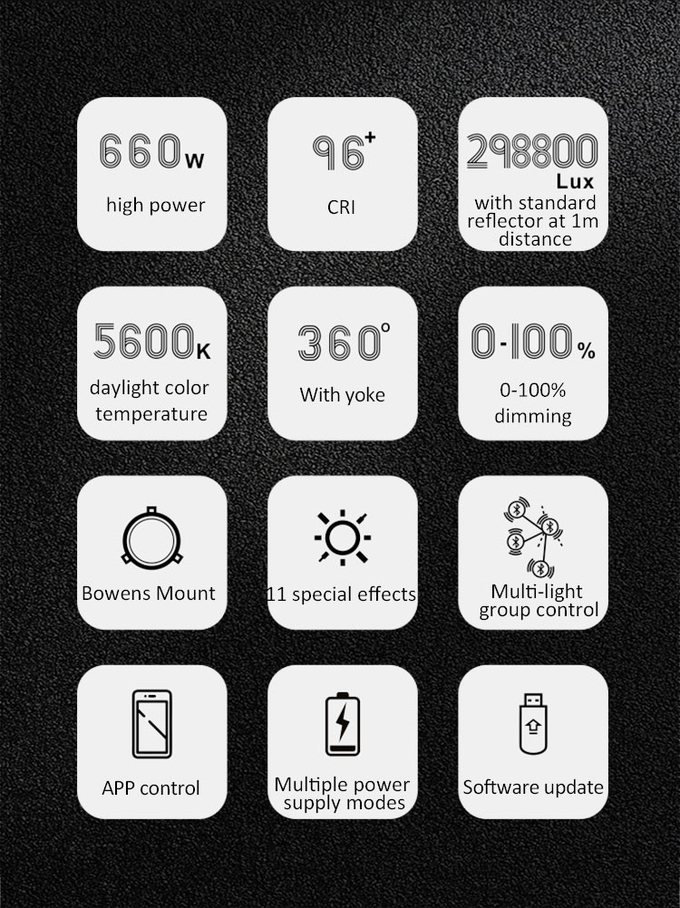 660W COOLCAM 600D Spotlight High-power COB monolight for photographic or movie