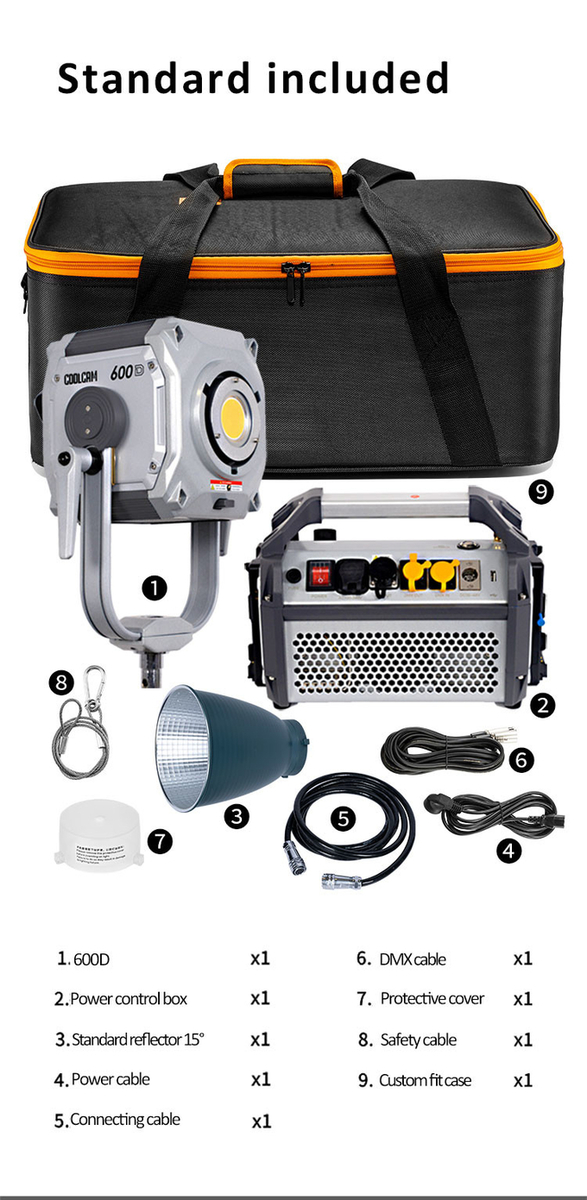 660W COOLCAM 600D Spotlight High-power COB monolight for photographic or movie