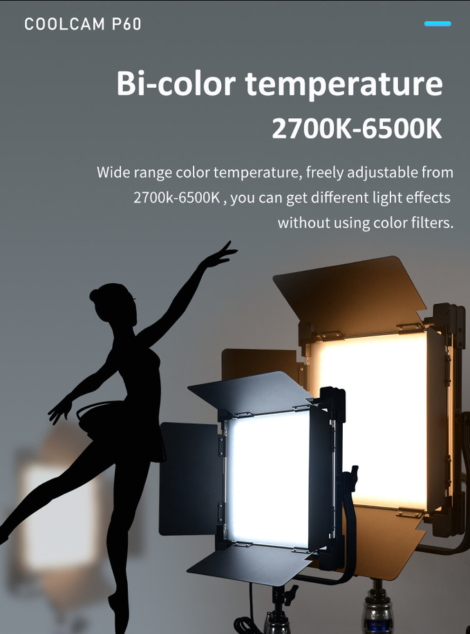 60W COOLCAM P60 LED Bi-color LED photo studio Light