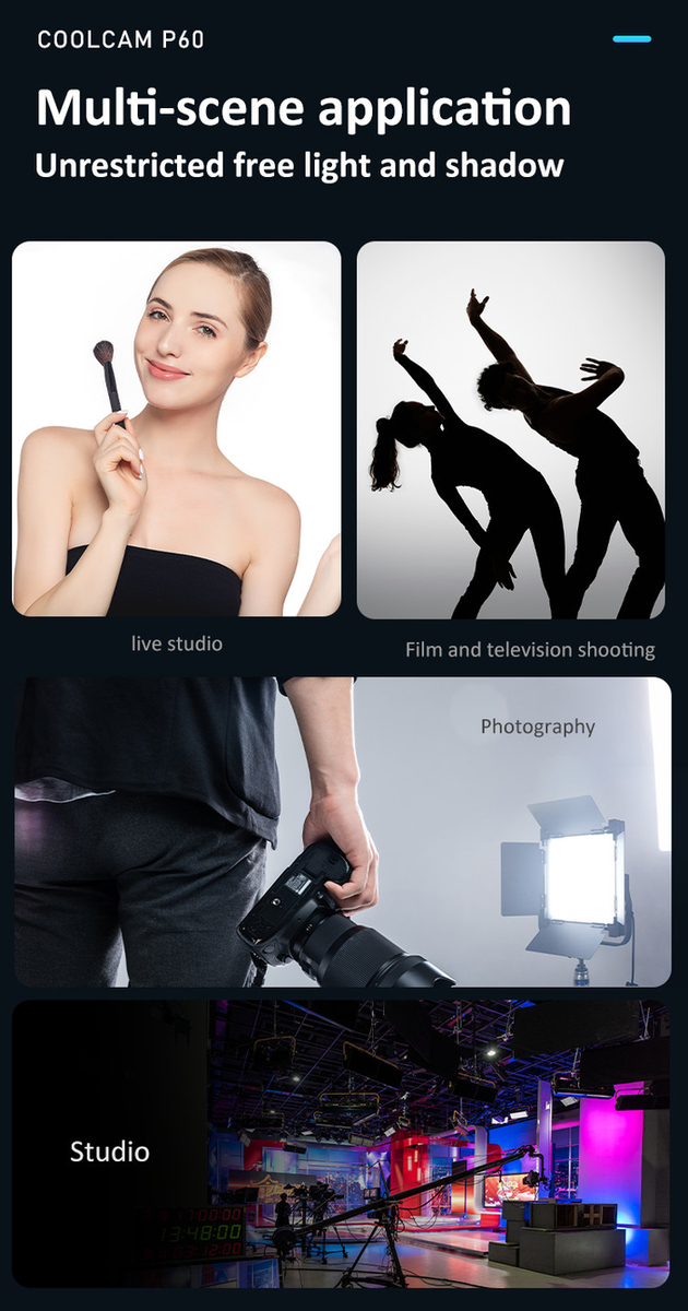 60W COOLCAM P60 LED Bi-color LED photo studio Light