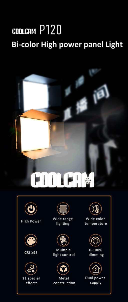 COOLCAM P120 LED Bi-color LED photo studio Light 120W
